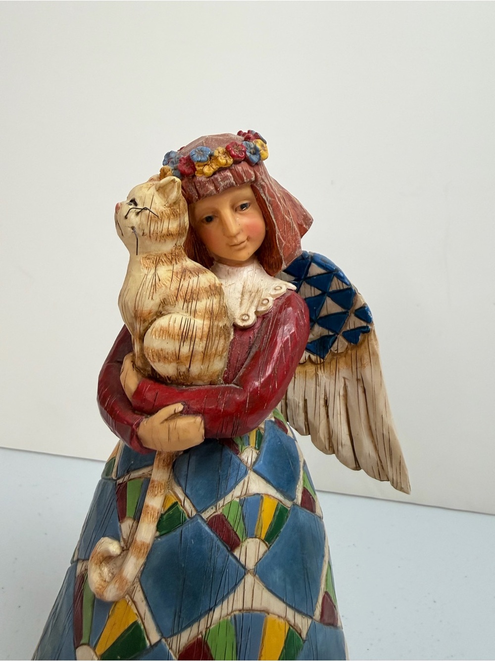 Jim Shore Heartwood Creek Angel Holding Cat 2002 Enesco Figurine #105170 Retired - Picture 2 of 7